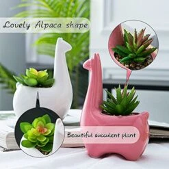 Tenforie Artificial Plant Pots, Ceramic Potted Artificial Succulent Decoration Alpaca Fake Plant Home Decor Tabletop Office Desk Outdoor Decoration - A -Organic Plant Shop 519uQXL9MFS