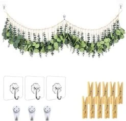 HYUZO Hanging Eucalyptus Boho Wall Decor Large Bedroom Eucalyptus Garland Artificial Eucalyptus Greenery Farmhouse Rustic Wall Hanging Fake Plants Leaves 5.6 Feet For Bathroom Living Room Decorations -Organic Plant Shop 51AFFChk6L. AC