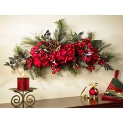 Nearly Natural 4679 Holiday Hydrangea Swag, 30-Inch, Red/Green -Organic Plant Shop 51C0v8Kw7GL