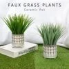 Potted Plants Artificial Decor Faux Plants Indoor Artificial Grass Plant In Ceramic Pot For Home Decor Realistic Green Fake Grass House Living Room Bedroom Bathroom Office Greenery Decoration