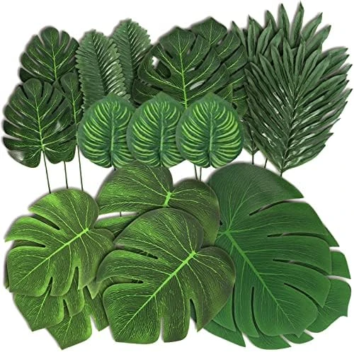86Pcs 8Kinds Artificial Tropical Palm Leaves Jungle Safari Leaves Faux Plant Golden Leaves Decorations For Hawaiian Beach Birthday Luau Party Table Decorations 10 86Pcs 8Kinds Artificial Tropical Palm Leaves Jungle Safari Leaves Faux Plant Golden Leaves Decorations For Hawaiian Beach Birthday Luau Party Table Decorations - Image 10