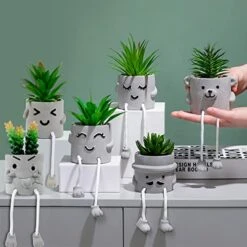 Creative Succulent Plants Potted, Mini Artificial Decorative Potted Plants With Grey Pots - Set Of 3 -Organic Plant Shop 51D38sKpvlL