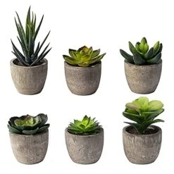 Sophia's Garden Small Artificial Succulents Plants Artificial Potted Fake Plant Decor Bedroom (6 Piece Faux Succulents In Pots 2.3") Fake Succulent Decor Fake Succulents Mini Succulents Desk Office