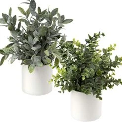 Briful Mini Fake Plants Set Of 2 Small Faux Plant Eucalyptus Rosemary Greenery Potted Plants Artificial Decor For Home Table Office Room Desk Bathroom Shelf Kitchen Farmhouse Mantel Decoration