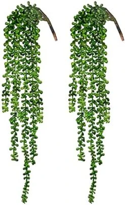 CEWOR 4pcs Artificial Succulents Hanging Plants Fake String Of Pearls For Wall Home Garden Decor (24 Inches Each Length) -Organic Plant Shop 51E5pCJ9mXL. AC