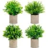 CEWOR Artificial Potted Plants, Mini Fake Plant Greenery Decoration For Barhroom Shelf Home Office Desk Table Indoor Decor, 4 Pack