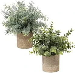 Briful Artificial Potted Plants Set Of 3 Small Faux Plant Eucalyptus Mini Fake Plant Decor For Home Table Office Room Desk Bathroom Shelf Kitchen Rustic Farmhouse Mantel Decoration -Organic Plant Shop 51EceCvavtL. AC