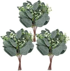 Whonline 20pcs Artificial Eucalyptus Leaves Stems With White Seeds Short Silver Dollar Artificial Flowers For Decoration Greenery Stems Plants For Flower Arrangement Wedding Bouquets Decor -Organic Plant Shop 51EhifATYL. AC