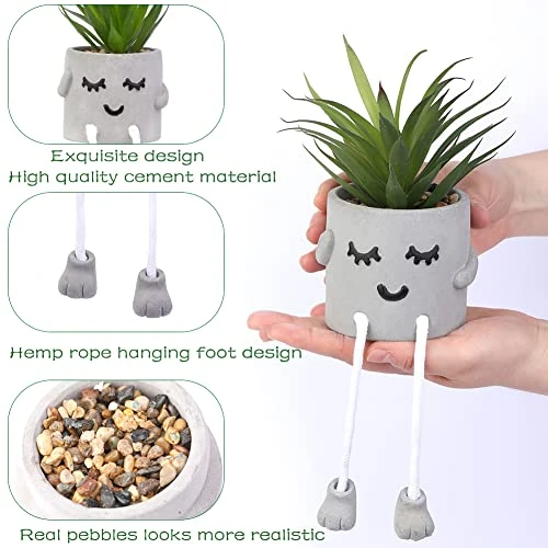 Iuuidu Artificial Potted Plant, Faux Succulent In Pot Emotional Cement Potted Plant Animated Artificial Succulents Decor For Home Living Room Bedroom And Office(Shy) 3 Iuuidu Artificial Potted Plant, Faux Succulent In Pot Emotional Cement Potted Plant Animated Artificial Succulents Decor For Home Living Room Bedroom And Office(Shy) - Image 3