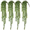 CEWOR 4pcs Artificial Succulents Hanging Plants Fake String Of Pearls For Wall Home Garden Decor (24 Inches Each Length)