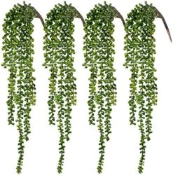 CEWOR 4pcs Artificial Succulents Hanging Plants Fake String Of Pearls For Wall Home Garden Decor (24 Inches Each Length) -Organic Plant Shop 51F9pxjWfnL. AC