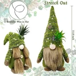 ZTML MS Succulents Air Plants Gnomes, 2Pcs Mr And Mrs Handmade Green Plants Gnomes Plush With Slender Leaves For Plant Stand Indoor Decor, Swedish Plush For Summer Living Room Office Desk Decor -Organic Plant Shop 51GKoKSnjZL