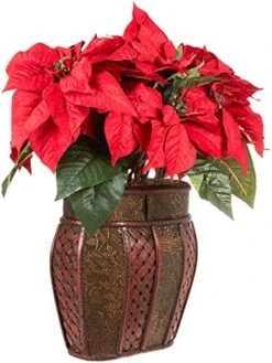 Nearly Natural 1265 22in. Poinsettia With Decorative Planter Silk Arrangement 12 Nearly Natural 1265 22in. Poinsettia With Decorative Planter Silk Arrangement -Organic Plant Shop 51HpuD1NcrS. AC