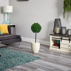 Nearly Natural 5700 Boxwood Ball Topiary In Oval Planter, 3', Green