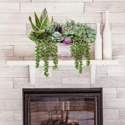 14 Pcs Assorted Artificial Succulents Fake Plants In Rectangular Wooden Pots Artificial Potted Succulents Plants Arrangement For Table Centerpiece Windowsill Shelf Mantel Tropical Greenery Decor -Organic Plant Shop 51JLtiV7vfL