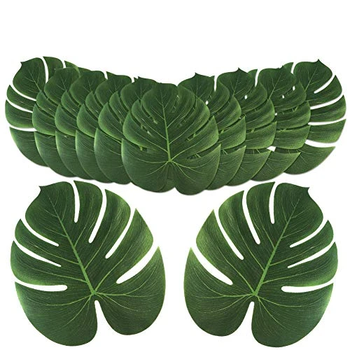 OurWarm 24pcs Large Artificial Tropical Palm Leaves, Faux Safari Leaves Monstera Fake Leaves, Hawaiian Luau Party Jungle Beach Theme Decorations For Birthday Party Safari Table Decorations Supplies 1 OurWarm 24pcs Large Artificial Tropical Palm Leaves, Faux Safari Leaves Monstera Fake Leaves, Hawaiian Luau Party Jungle Beach Theme Decorations For Birthday Party Safari Table Decorations Supplies