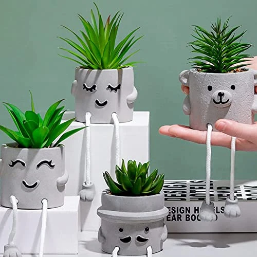 AEMYMTW Fake Potted Plants – Cute Artificial Succulents With Funny Ceramic Pot – Animated Hanging Plants Artificial Décor For Home And Office – Safe And Secure Packaging - 6.9 X 5.29 X 5.25 Inch 3 AEMYMTW Fake Potted Plants – Cute Artificial Succulents With Funny Ceramic Pot – Animated Hanging Plants Artificial Décor For Home And Office – Safe And Secure Packaging - 6.9 X 5.29 X 5.25 Inch - Image 3