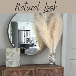 Decor Plus More Faux Pampas Grass Large - Set Of 4 47 Inches Beautiful Tall Artificial Compliments Any Room With Zero Maintenance Perfect For Modern, Boho Or Farmhouse (2 Cream & 2 Ivory Stems) -Organic Plant Shop 51JfyJLdTtL