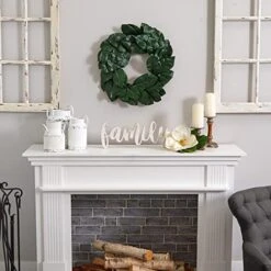 Nearly Natural Magnolia Leaf Wreath, 24", Green -Organic Plant Shop 51Lmxmoh6OL