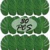 St !GIANTMAN 30 Artificial Palm Leaves For Party Table Decoration, Imitation Tropical Leaf Table Runners Or Greenery Décor For Events, Beach Theme Or Jungle Party Supply (Large, 13.8 X 11.4 Inch)