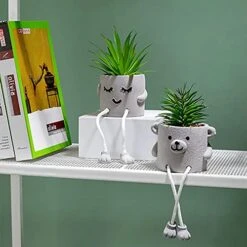 Lavenor Artificial Potted Plant Fake Succulent Plant Cute Hanging Leg Emotional Cement Potted Succulents Decor For Desk Shelf Bedroom Living Room And Office Decoration(Type A + Type C) -Organic Plant Shop 51Mbrmw6A2L