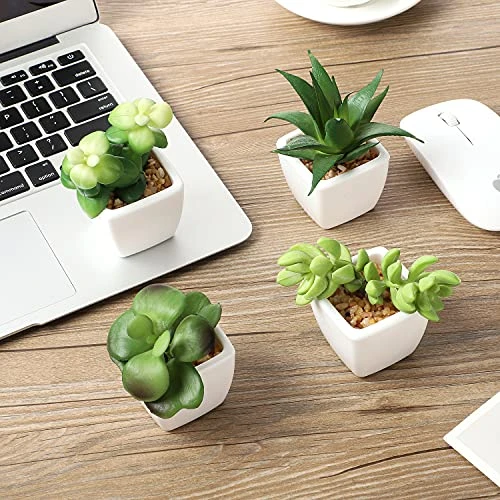 Artificial Succulent Plants Fake Succulent Plants Artificial Faux Succulents 4pcs Mini Potted Succulents For Home Office Room Decoration (Green) 6 Artificial Succulent Plants Fake Succulent Plants Artificial Faux Succulents 4pcs Mini Potted Succulents For Home Office Room Decoration (Green) - Image 6