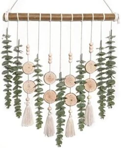 Boho Wall Decor Artificial Eucalyptus Wall Hanging Bathroom Decor Fake Eucalyptus Plants Greenery Leaves With Wooden Bead Garland On Stick Rustic Farmhouse Home Decorations For Bedroom Nursery Kitchen -Organic Plant Shop 51NR2TgJxmL. AC
