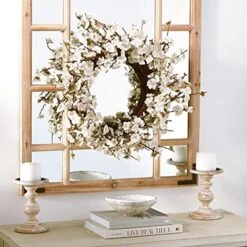 Nearly Natural 4191 24" Plum Blossom Wreath White -Organic Plant Shop 51NVdBq2CeL