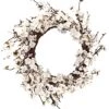 Nearly Natural 4191 24" Plum Blossom Wreath White