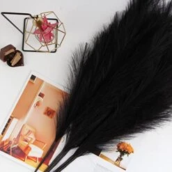 ZIFTY 7-Pcs 38"/3.1FT Faux Pampas Grass Large Tall Fluffy Artificial Fake Flower Boho Decor Bulrush Reed Grass For Vase Filler Farmhouse Home Wedding Decor (Black) -Organic Plant Shop 51OeL6uTOcL