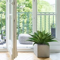 Ferrgoal Artificial Plants Fake Agave Succulent Plant 28 Inch Big Size Faux Succulents Stems For Indoor Outdoor Realistic & Natural Home Decor Plants For Office Perfect Housewarming Gift Green 2 Pack -Organic Plant Shop 51Ofe4Pc2uL