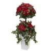 Nearly Natural Poinsettia Berry Topiary With Decorative Planter, 4'