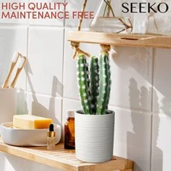 SEEKO Fake Cactus For Home Décor 11" - Artificial Faux Cactus For Southwest, Office, Desk, Shelf - Indoor Fake Plants - White Décor Accents - Modern Farmhouse Decor  -Organic Plant Shop 51PkDZv2QFL