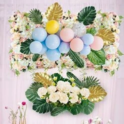 Sggvecsy 82 Pieces 8 Kinds Artificial Tropical Palm Leaves Tropical Leaves Monstera Leaves Safari Jungle Leaf With Stems For Hawaiian Luau Party Beach Table Wedding Shower Birthday Theme Decorations -Organic Plant Shop 51PxJARWbsL