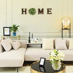 Mkono Farmhouse Wall Home Sign With Artificial Eucalyptus For O Rustic Wooden Home Hanging Letters Decorative Wall Art Wood Signs Decor For Living Room Kitchen Entryway Housewarming Gift, Brown -Organic Plant Shop 51Q0cJGLK6L