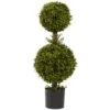 Nearly Natural 5920 Double Boxwood Topiary, 35-Inch, Green,13 X 13 X 35 Inches