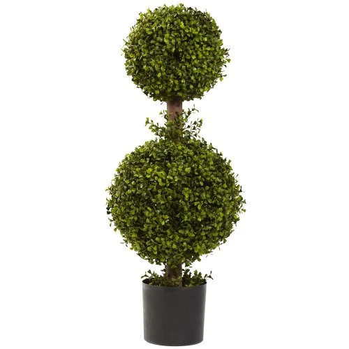 Nearly Natural 5920 Double Boxwood Topiary, 35-Inch, Green,13 X 13 X 35 Inches
