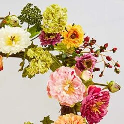 Nearly Natural 24" Peony Wreath, 24in, Mixed -Organic Plant Shop 51Ru192RpaL