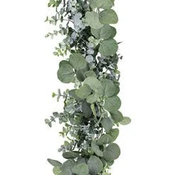 Winlyn 5.9' Long Faux Eucalyptus Leaves Greenery Garland Artificial Silver Dollar Eucalyptus Garland In Grey Green Wedding Arch Swag Backdrop Garland Doorways Table Runner Garland Indoor Outdoor -Organic Plant Shop 51S3knXjjiL