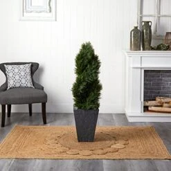 Nearly Natural 5703 Cypress Double Spiral Topiary In Slate Planter, 4' , Green 8 Nearly Natural 5703 Cypress Double Spiral Topiary In Slate Planter, 4' , Green -Organic Plant Shop 51SJADU3VkL