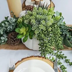 White Fall Pumpkin Centerpiece Artificial Succulent Pumpkin Arrangement With Assorted String Of Pearls Succulents For Fall Thanksgiving Gifts Home Wedding Table Mantel Windowsill Shelf Decor -Organic Plant Shop 51SP5B498tL