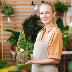 ZTML MS Succulents Air Plants Gnomes, 2Pcs Mr And Mrs Handmade Green Plants Gnomes Plush With Slender Leaves For Plant Stand Indoor Decor, Swedish Plush For Summer Living Room Office Desk Decor -Organic Plant Shop 51SWOYLljBL