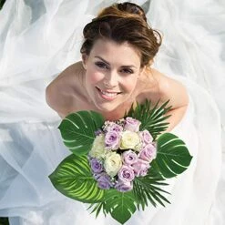 Auihiay 90 PCS 6 Kinds Monstera Leaves Palm Leaves Tropical Party Decorations Jungle Leaf With Stem For Tropical Leaves Decorations Beach Birthday Jungle Party Palm Leaves Decorations -Organic Plant Shop 51TXMMY23RL