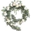 Ling's Moment 9FT Eucalyptus And Willow Leaf Garland With White Flower, Handcrafted Wedding Sweetheart Table Centerpieces Head Table Decor Arch Backdrop Decorations For Wedding | White & Sage