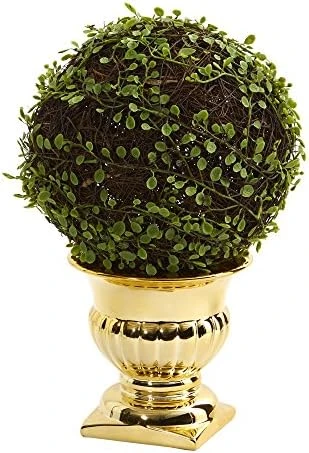 Nearly Natural 1 Mohlenbechia Ball Topiary In Gold Urn, 16 2 Nearly Natural 1 Mohlenbechia Ball Topiary In Gold Urn, 16 - Image 2