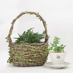 Natural Jute Twine, 66 Feet 5mm Burlap Leaf Ribbon, Braided Decoration Vine With Artificial Green Leaves For Jungle Safari Themed Party Birthday Wedding Garden Home Decor(1 Roll) -Organic Plant Shop 51VTSi0N67S