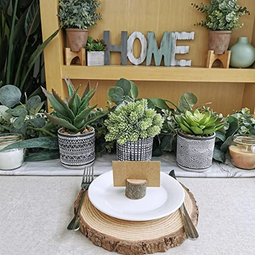 Winlyn Set Of 3 Assorted Small Potted Succulents Arrangement Artificial Succulent Plants In Black And White Geometric Pots For Table Centerpiece Windowsill Shelf Indoor Outdoor Garden Greenery Decor 3 Winlyn Set Of 3 Assorted Small Potted Succulents Arrangement Artificial Succulent Plants In Black And White Geometric Pots For Table Centerpiece Windowsill Shelf Indoor Outdoor Garden Greenery Decor - Image 3
