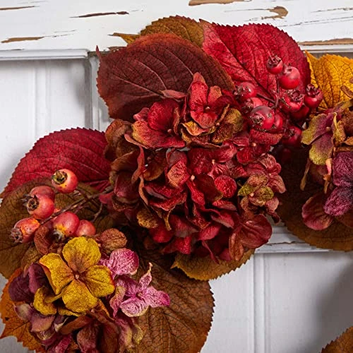 Nearly Natural 4176 24" Fall Hydrangea Wreath Multi/Color 4 Nearly Natural 4176 24" Fall Hydrangea Wreath Multi/Color - Image 4