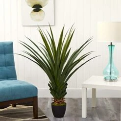 Nearly Natural 4' Spiked Agave Plant, Green & 43in. Dracaena Silk (Real Touch) Artificial Plant, Green -Organic Plant Shop 51Y85sMuSJL