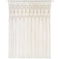 Mkono Macrame Curtain Large Boho Woven Wall Hanging Window Curtains Handmade Bohemian Decor For Window Doorway Closet Wedding Backdrop Arch Bedroom Living Room Apartment, 51''W X 70''L